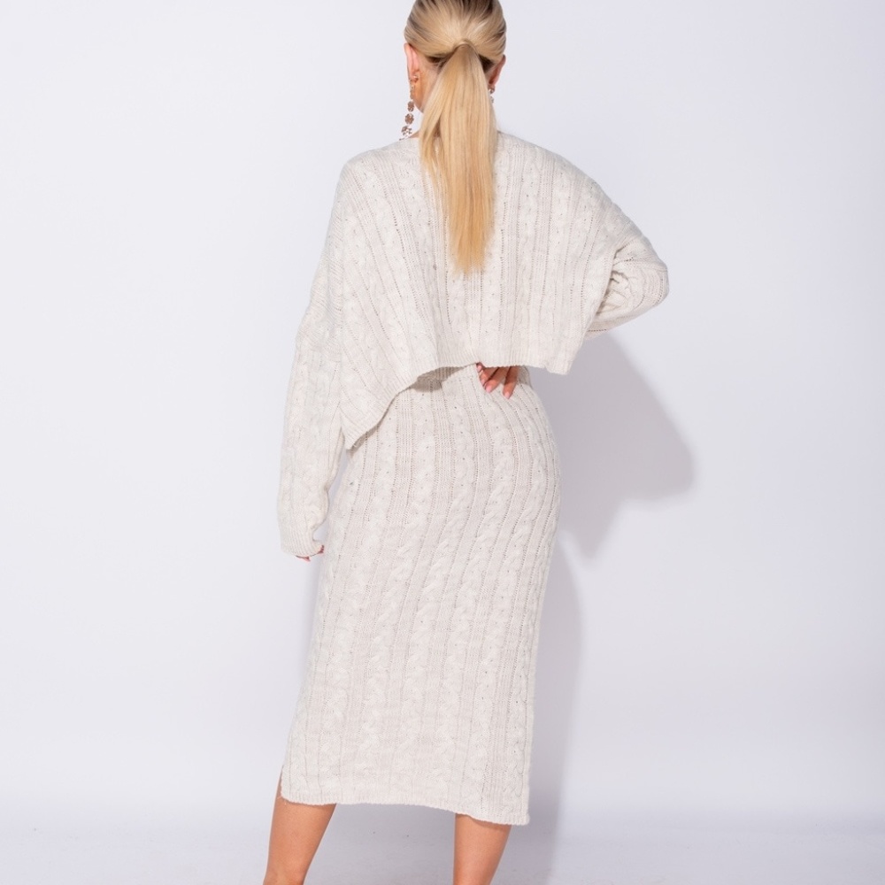 Zella Stone Cable Knit Top & Midi Skirt Set - Picture 6 of 8